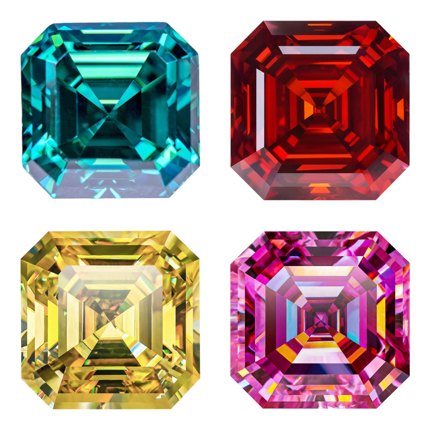 Asscher Cut Colour Moissanites