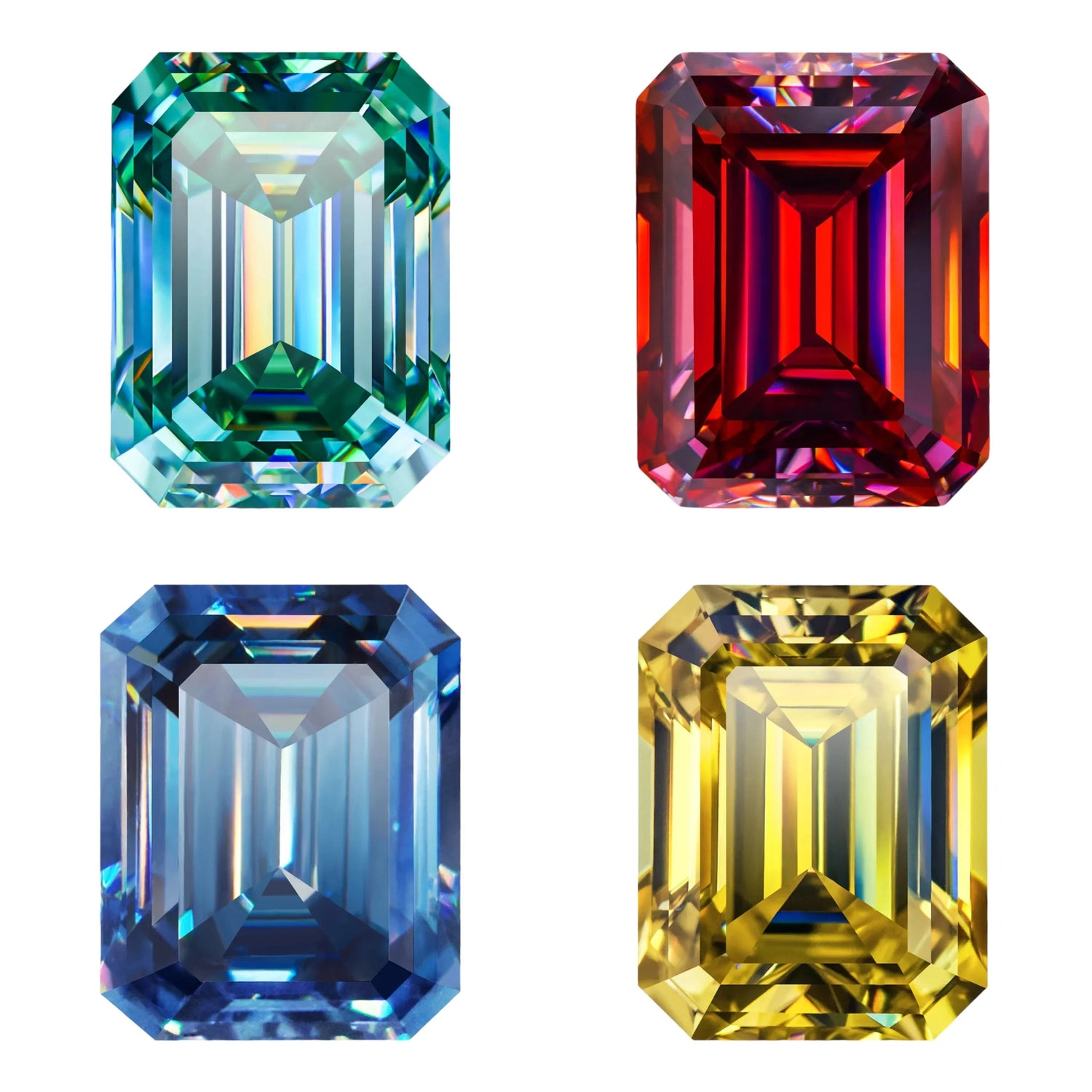 Emerald Cut Colour Moissanites