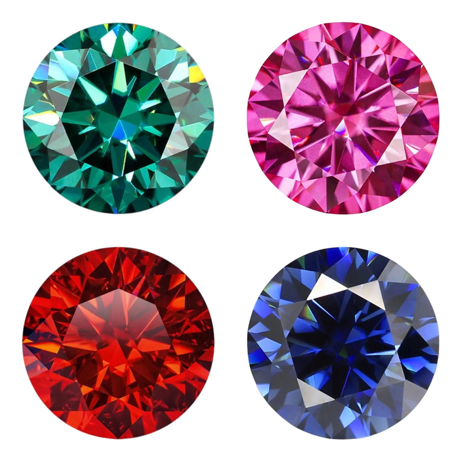 Round Brilliant Cut Colour Moissanites