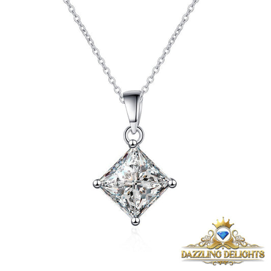 Princess Cut Moissanite Drop Pendant Necklace - Premium Jewelry from Dazzling Delights - Just $89.96! Shop now at Dazzling Delights