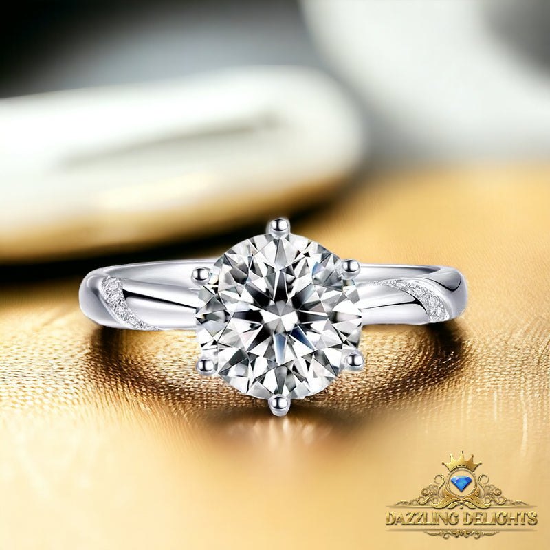 6 Prong Solitaire Moissanite Engagement Ring - Premium Jewelry from Dazzling Delights - Just $64.46! Shop now at Dazzling Delights