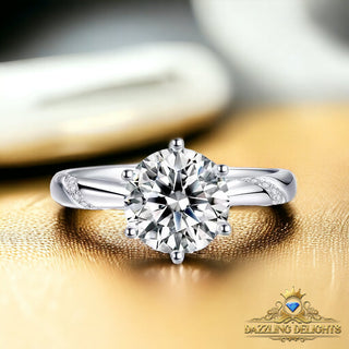 6 Prong Solitaire Moissanite Engagement Ring - Premium Jewelry from Dazzling Delights - Just $85.95! Shop now at Dazzling Delights