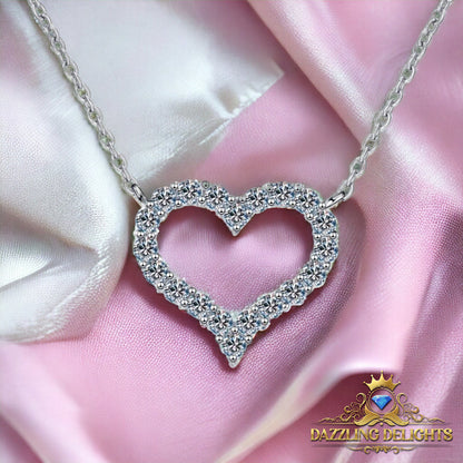 Moissanite Hollow Heart Pendant Necklace - Premium Jewelry from Dazzling Delights - Just $71.21! Shop now at Dazzling Delights