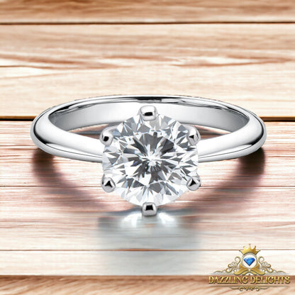 Classic 6 Prong Tiffany Style Solitaire Moissanite Engagement Ring - Premium Jewelry from Dazzling Delights - Just $64.46! Shop now at Dazzling Delights