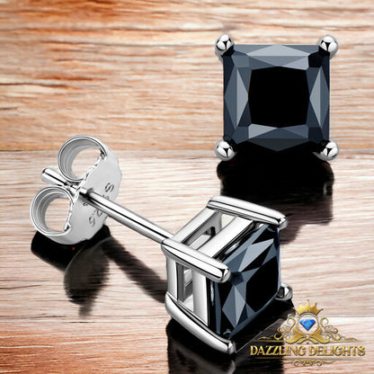 Princess Cut Black Moissanite Stud Earrings - Premium Jewelry from Dazzling Delights - Just $103.46! Shop now at Dazzling Delights