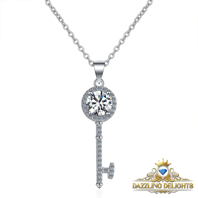 Moissanite Key Pendant Necklace - Premium Jewelry from Dazzling Delights - Just $80.95! Shop now at Dazzling Delights