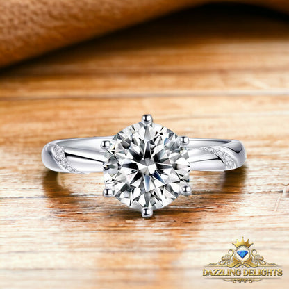 6 Prong Solitaire Moissanite Engagement Ring - Premium Jewelry from Dazzling Delights - Just $64.46! Shop now at Dazzling Delights