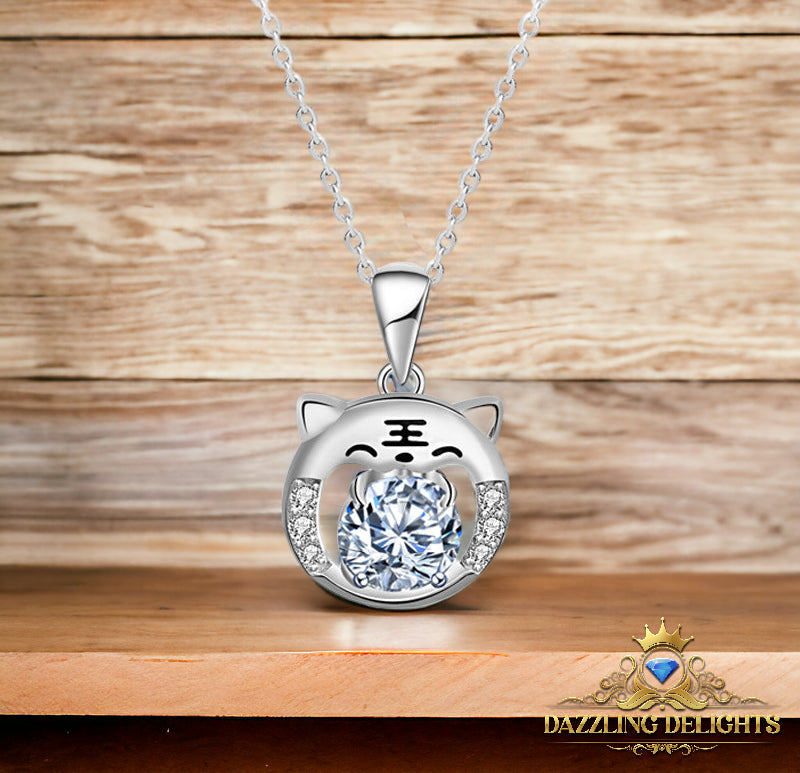 Moissanite Tiger Cat Pendant Necklace - Premium Jewelry from Dazzling Delights - Just $80.96! Shop now at Dazzling Delights