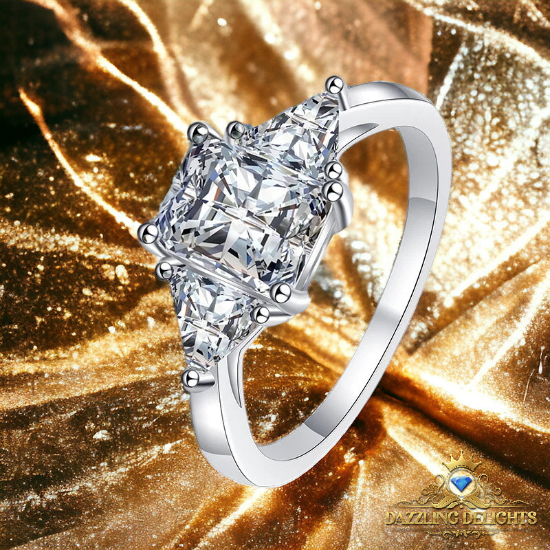 3ct Radiant and Trillion Cut Moissanite Trilogy Ring - Premium Jewelry from Dazzling Delights - Just $154.46! Shop now at Dazzling Delights