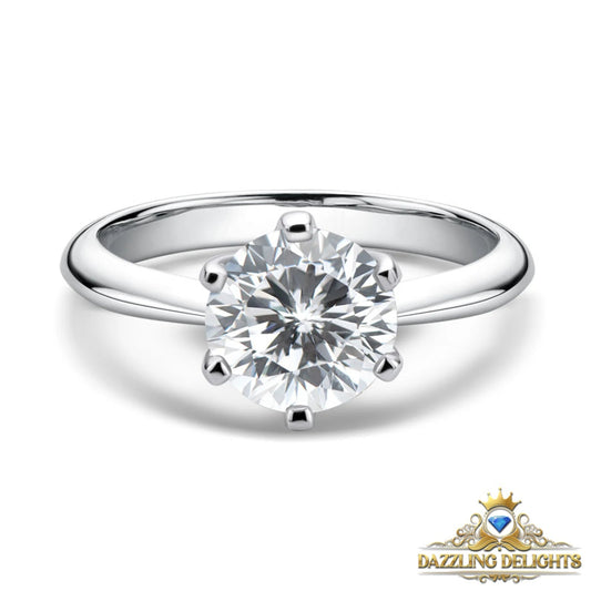 Classic 6 Prong Tiffany Style Solitaire Moissanite Engagement Ring - Premium Jewelry from Dazzling Delights - Just $64.46! Shop now at Dazzling Delights