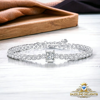 Princess Cut Moissanite Tennis Bracelet - Premium Jewelry from Dazzling Delights - Just $149.95! Shop now at Dazzling Delights