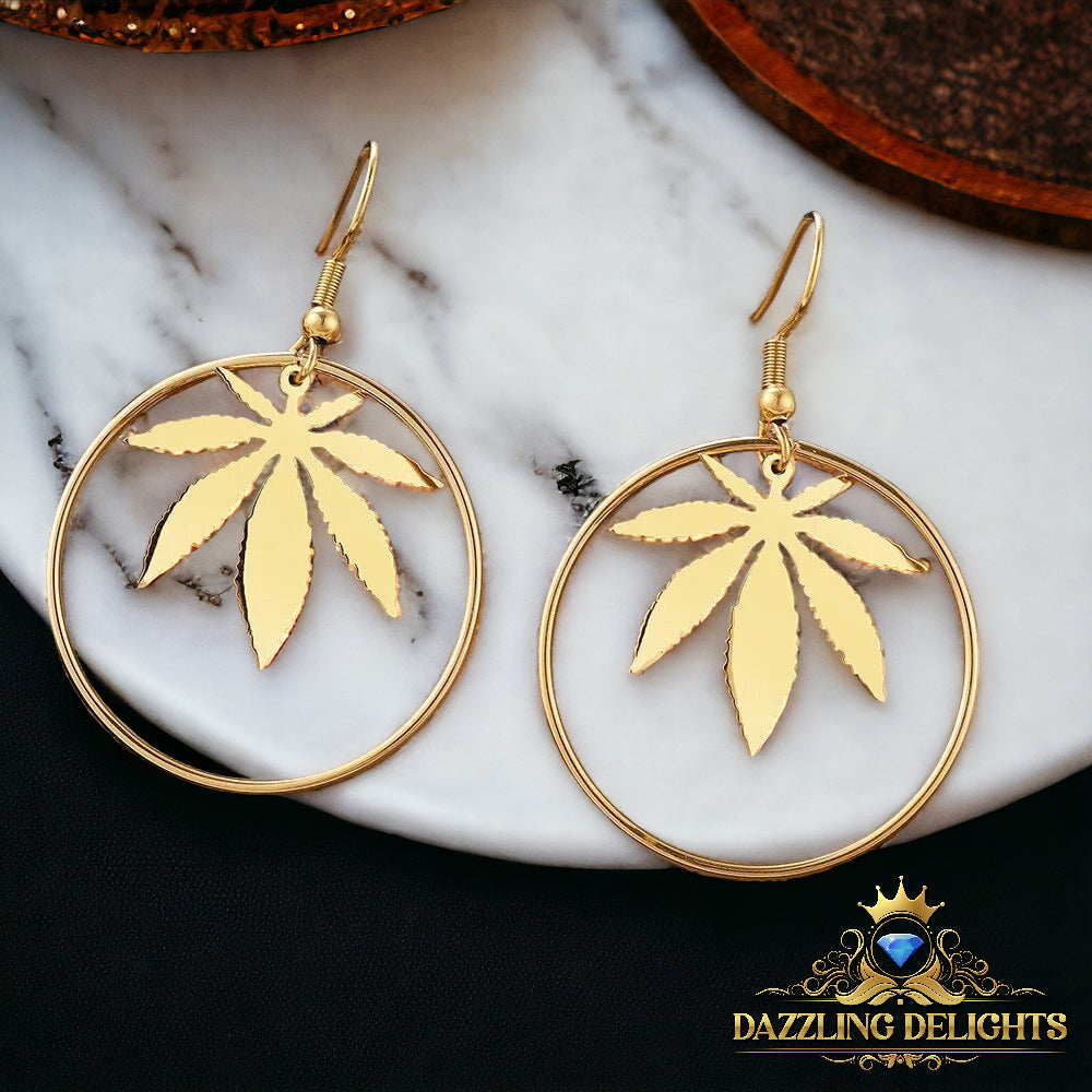 Titanium Circle Leaf Dangle Earrings - Premium Jewelry from Dazzling Delights - Just $20.96! Shop now at Dazzling Delights