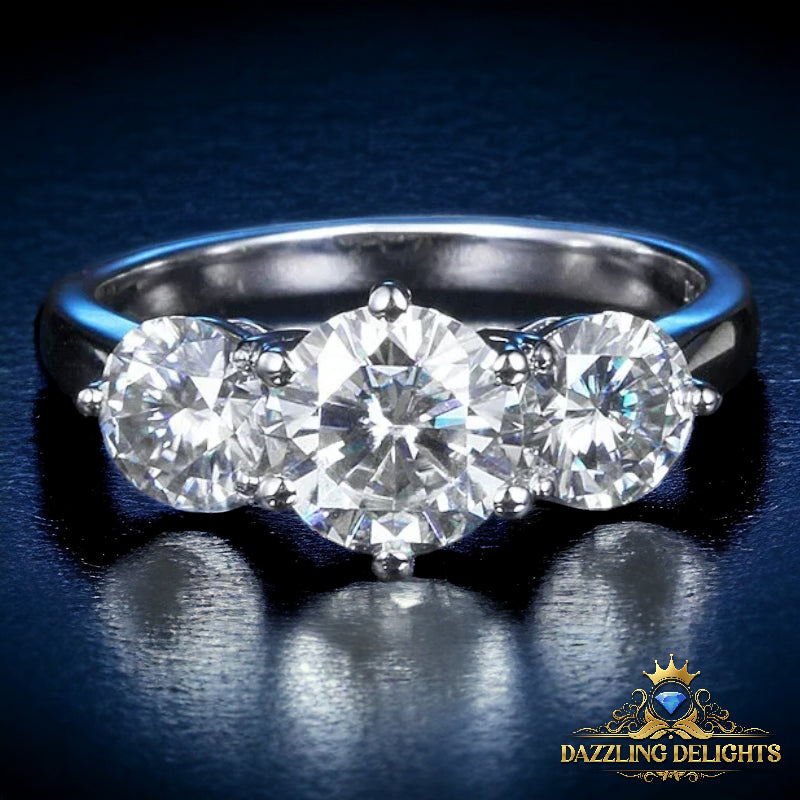 3ct Moissanite Trilogy Ring - Premium Jewelry from Dazzling Delights - Just $112.46! Shop now at Dazzling Delights