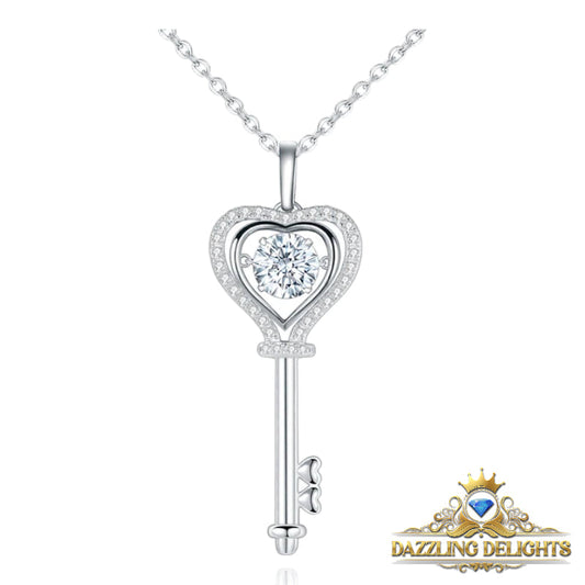 Moissanite Key Heart Pendant Necklace - Premium Jewelry from Dazzling Delights - Just $80.96! Shop now at Dazzling Delights