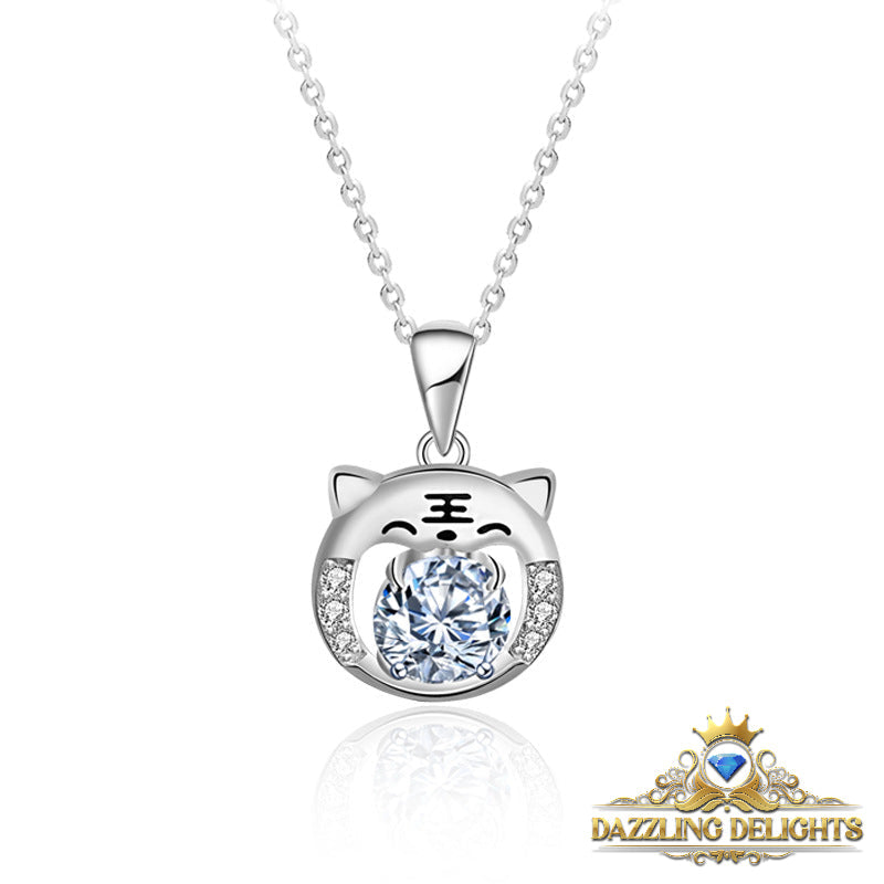 Moissanite Tiger Cat Pendant Necklace - Premium Jewelry from Dazzling Delights - Just $80.96! Shop now at Dazzling Delights