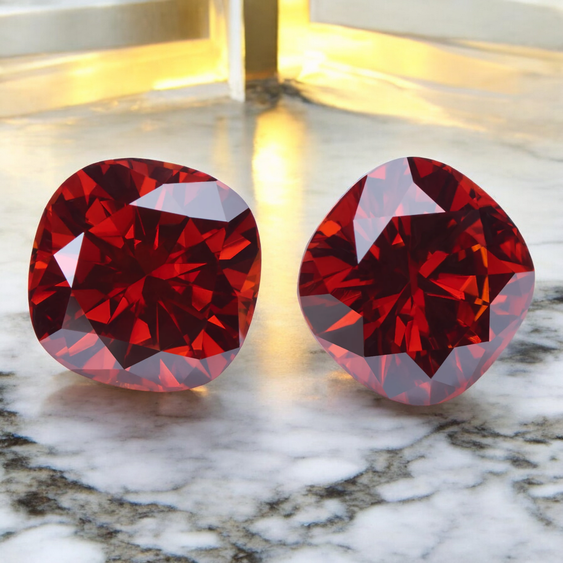 Pigeon Blood Red Cushion Cut Moissanites - Premium Jewelry from Dazzling Delights - Just $83.33! Shop now at Dazzling Delights