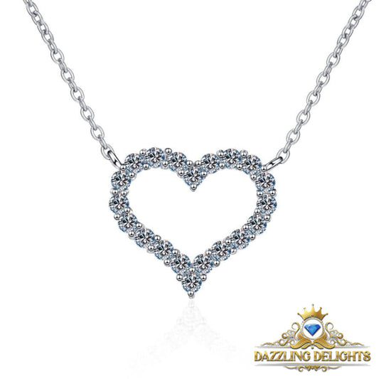 Moissanite Hollow Heart Pendant Necklace - Premium Jewelry from Dazzling Delights - Just $71.21! Shop now at Dazzling Delights