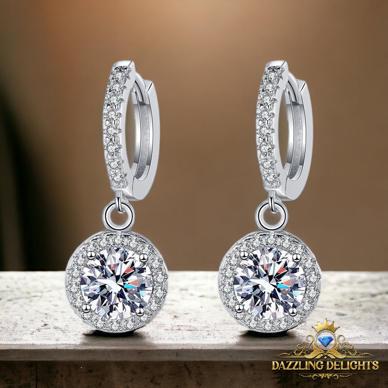 6.5mm Moissanite Drop Halo Earrings - Premium Jewelry from Dazzling Delights - Just $112.46! Shop now at Dazzling Delights