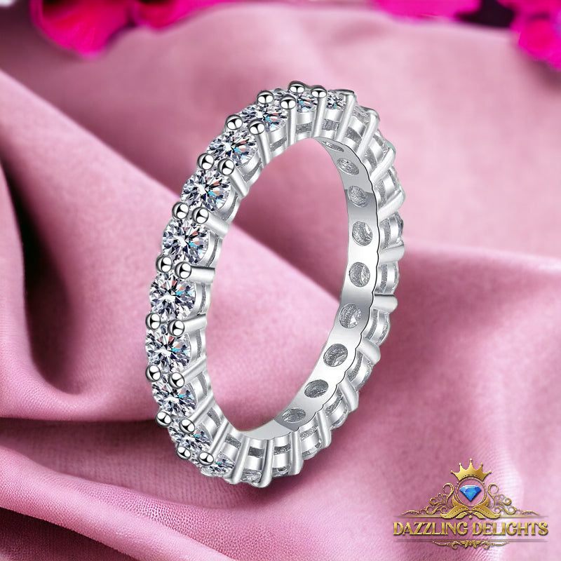 2.1ct Round Brilliant Cut Moissanite Full Eternity Ring Wedding Band - Premium Jewelry from Dazzling Delights - Just $83.96! Shop now at Dazzling Delights