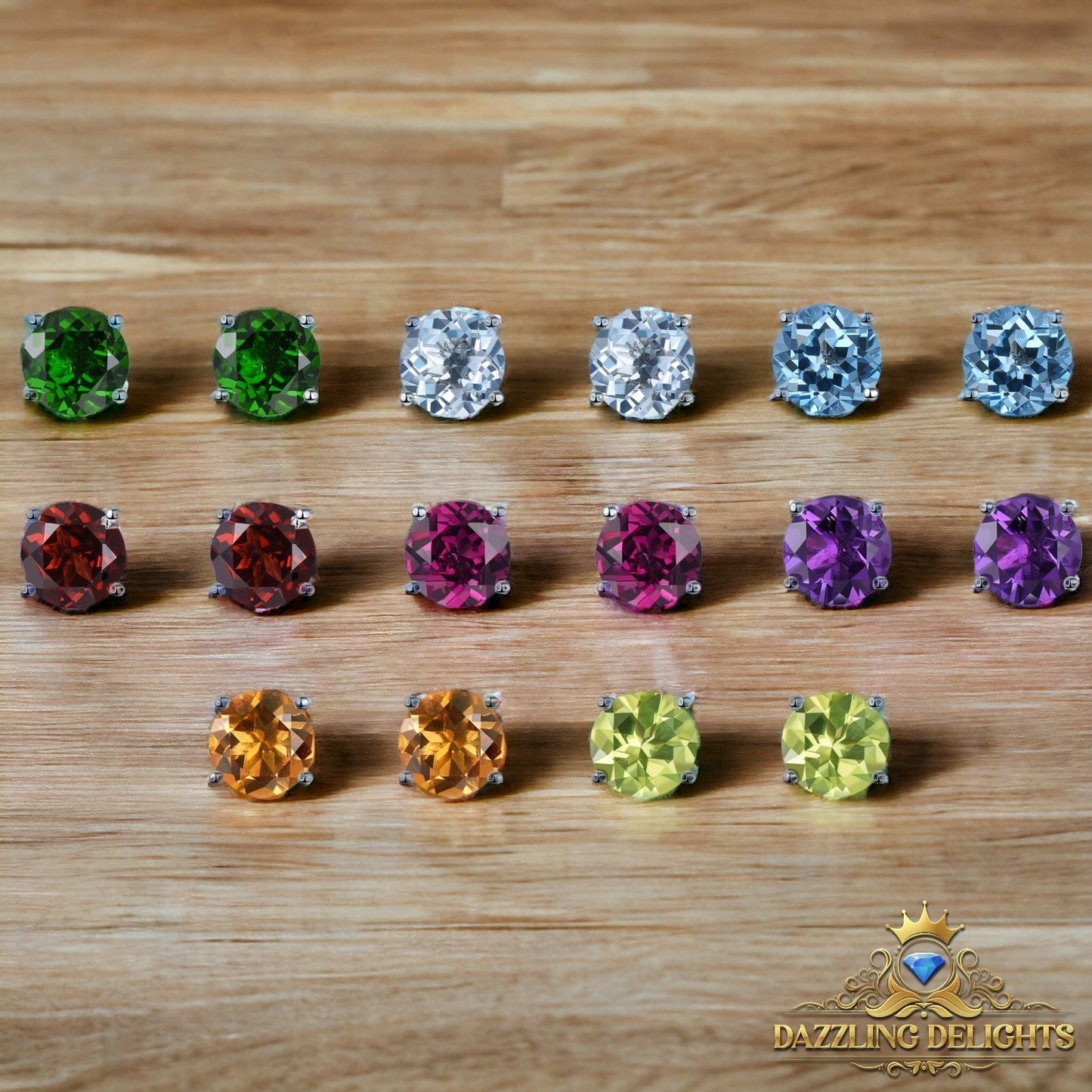 5mm Round Cut Natural Gemstone Stud Earrings - Your Choice of Gemstone - Premium Jewelry from Dazzling Delights - Just $41.96! Shop now at Dazzling Delights