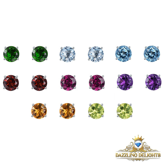 5mm Round Cut Natural Gemstone Stud Earrings - Your Choice of Gemstone - Premium Jewelry from Dazzling Delights - Just $41.96! Shop now at Dazzling Delights