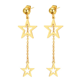 Titanium Double Star Tassle Earrings - Premium Jewelry from Dazzling Delights - Just $28.95! Shop now at Dazzling Delights