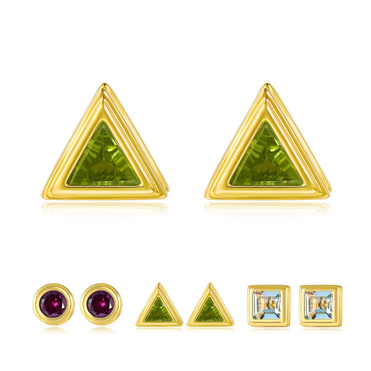 Geometric Designed Natural Gemstone Stud Earrings - Your Choice of Gemstone - Premium Jewelry from Dazzling Delights - Just $56.21! Shop now at Dazzling Delights