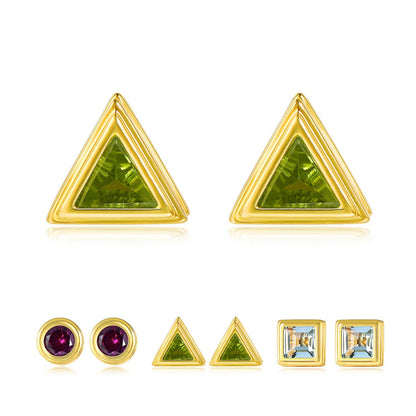 Geometric Designed Natural Gemstone Stud Earrings - Your Choice of Gemstone - Premium Jewelry from Dazzling Delights - Just $56.21! Shop now at Dazzling Delights