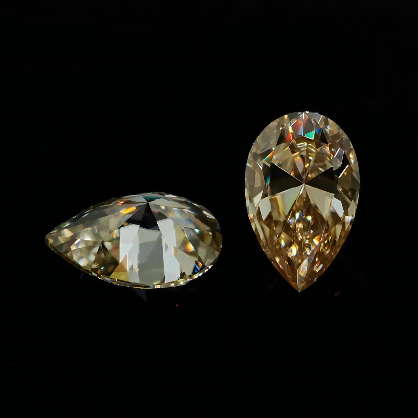 Vivid Champagne Pear Cut Moissanites - Premium Jewelry from Dazzling Delights - Just $83.33! Shop now at Dazzling Delights