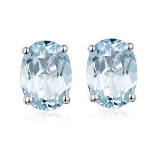 6x4mm Oval Cut Natural Aquamarine Stud Earrings - Premium Jewelry from Dazzling Delights - Just $45! Shop now at Dazzling Delights