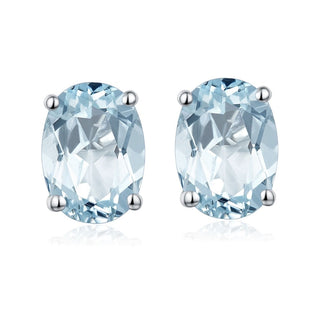 6x4mm Oval Cut Natural Aquamarine Stud Earrings - Premium Jewelry from Dazzling Delights - Just $74.95! Shop now at Dazzling Delights