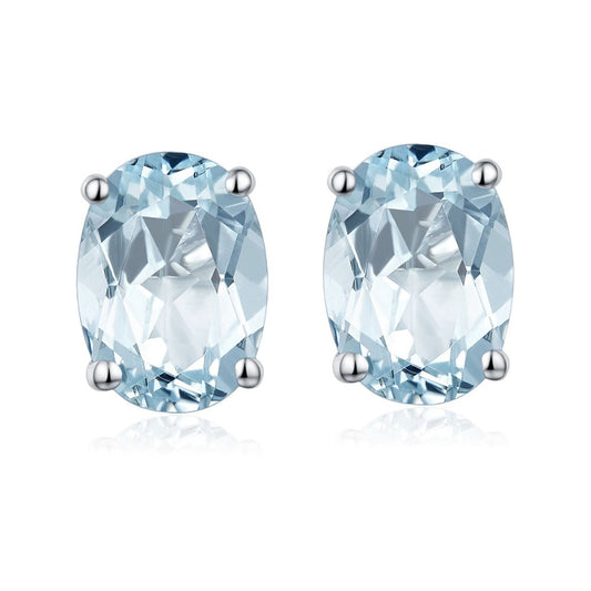 6x4mm Oval Cut Natural Aquamarine Stud Earrings - Premium Jewelry from Dazzling Delights - Just $56.21! Shop now at Dazzling Delights