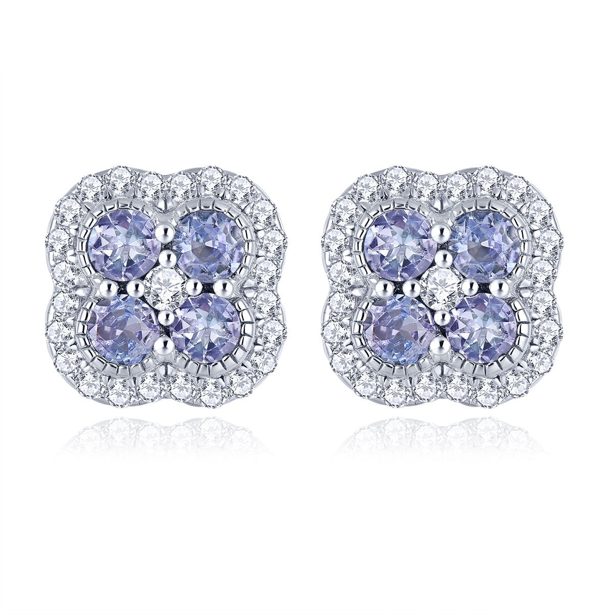 Four-Stone Natural Gemstone Halo Stud Earrings - Your Choice of Gemstone - Premium Jewelry from Dazzling Delights - Just $69.71! Shop now at Dazzling Delights