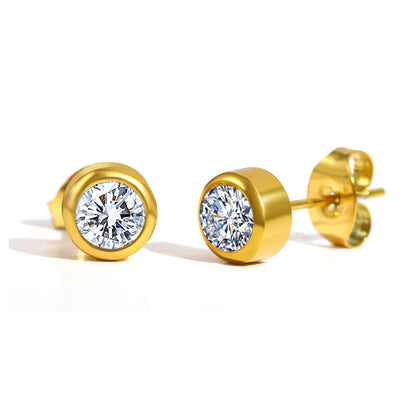 Titanium 5mm Cubic Zirconia Bezel Set Stud Earrings - Premium Jewelry from Dazzling Delights - Just $18.71! Shop now at Dazzling Delights