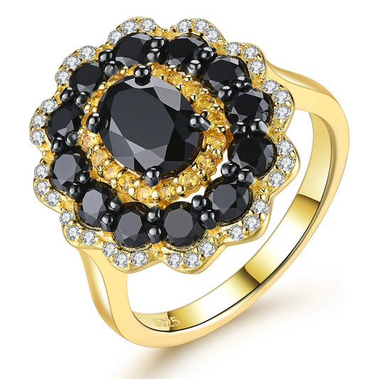 Black Spinel & Citrine Triple Halo Ring - Premium Jewelry from Dazzling Delights - Just $135! Shop now at Dazzling Delights