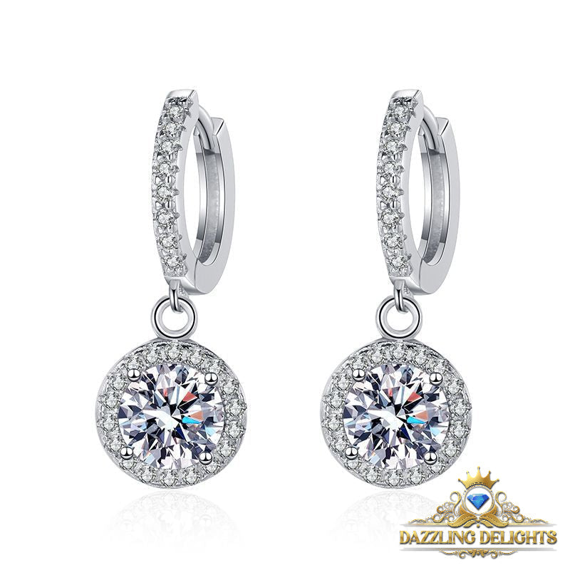 6.5mm Moissanite Drop Halo Earrings - Premium Jewelry from Dazzling Delights - Just $112.46! Shop now at Dazzling Delights