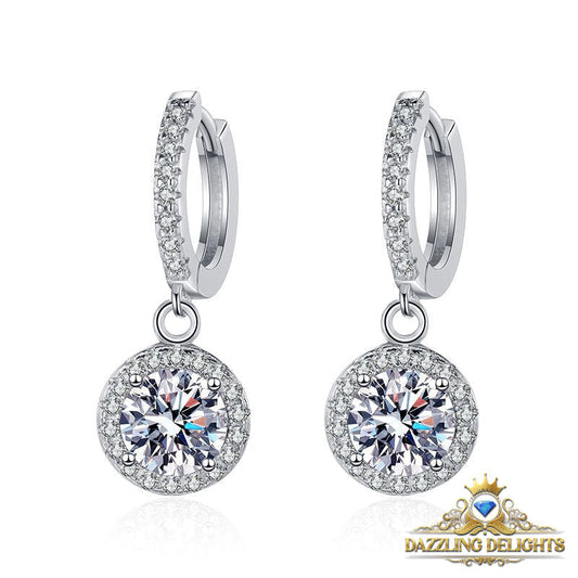 6.5mm Moissanite Drop Halo Earrings - Premium Jewelry from Dazzling Delights - Just $112.46! Shop now at Dazzling Delights