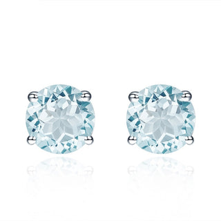 6mm Round Cut Natural Aquamarine Stud Earrings - Premium Jewelry from Dazzling Delights - Just $98.95! Shop now at Dazzling Delights