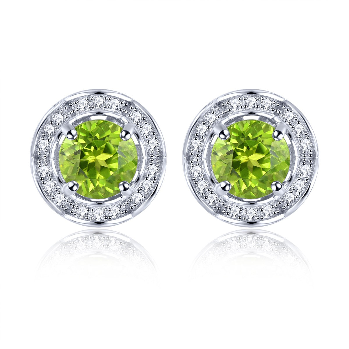 6mm Round Cut Natural Peridot Halo Stud Earrings - Premium Jewelry from Dazzling Delights - Just $73.46! Shop now at Dazzling Delights