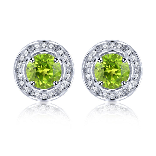 6mm Round Cut Natural Peridot Halo Stud Earrings - Premium Jewelry from Dazzling Delights - Just $73.46! Shop now at Dazzling Delights