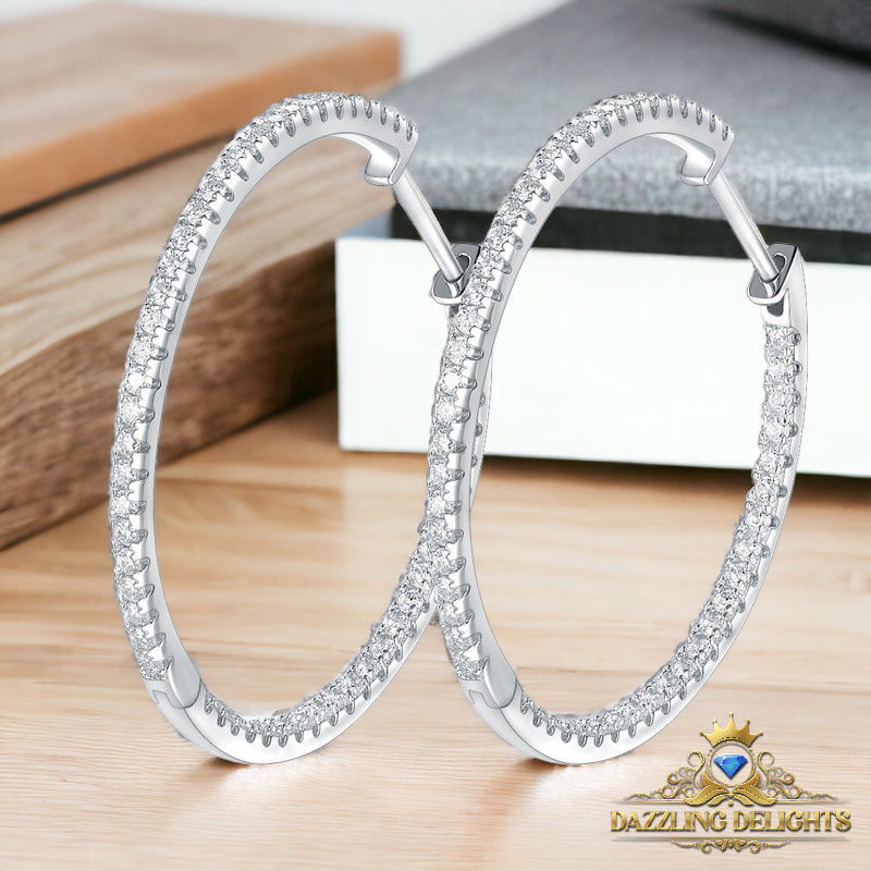 3cm Moissanite Full Eternity Hoop Earrings - Premium Jewelry from Dazzling Delights - Just $134.96! Shop now at Dazzling Delights