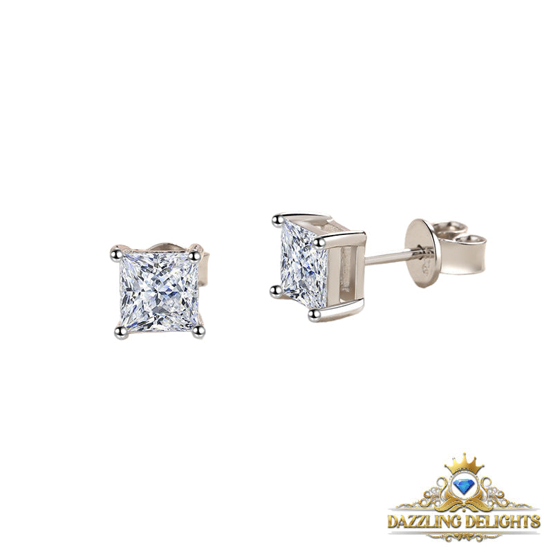 Princess Cut Moissanite Stud Earrings - Premium Jewelry from Dazzling Delights - Just $80.96! Shop now at Dazzling Delights