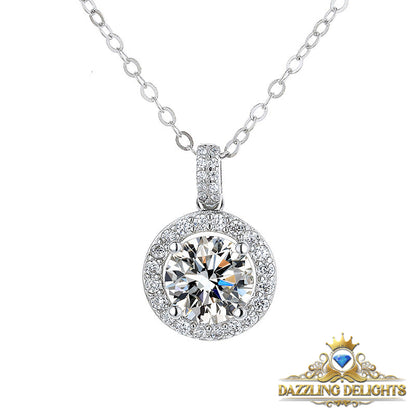 Moissanite Halo Pendant Necklace - Premium Jewelry from Dazzling Delights - Just $116.21! Shop now at Dazzling Delights