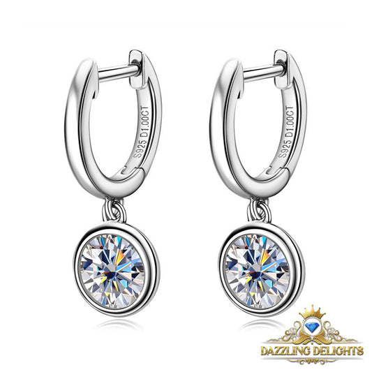 Moissanite Drop Hoop Earrings - Premium Jewelry from Dazzling Delights - Just $96.71! Shop now at Dazzling Delights