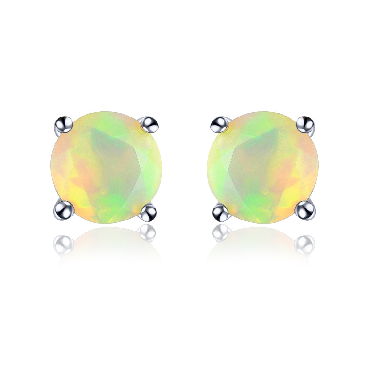 4mm Round Cut Natural Opal Stud Earrings - Premium Jewelry from Dazzling Delights - Just $50.96! Shop now at Dazzling Delights