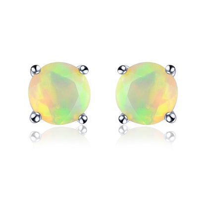 4mm Round Cut Natural Opal Stud Earrings - Premium Jewelry from Dazzling Delights - Just $50.96! Shop now at Dazzling Delights