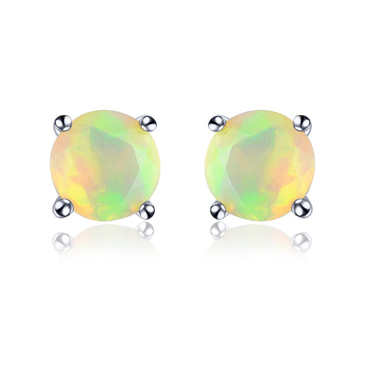 4mm Round Cut Natural Opal Stud Earrings - Premium Jewelry from Dazzling Delights - Just $50.96! Shop now at Dazzling Delights