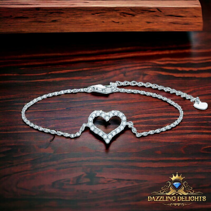 Moissanite Heart Bracelet - Premium Jewelry from Dazzling Delights - Just $89.96! Shop now at Dazzling Delights