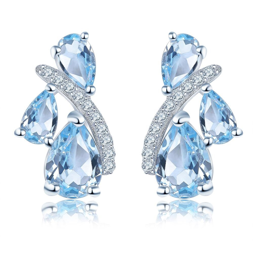 Tri-Stone Pear Cut Natural Topaz Stud Earrings - Premium Jewelry from Dazzling Delights - Just $59.96! Shop now at Dazzling Delights