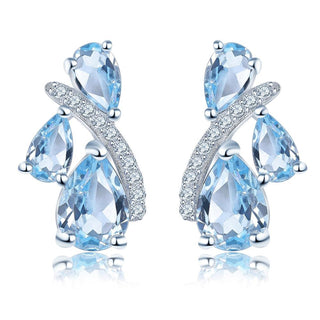 Tri-Stone Pear Cut Natural Topaz Stud Earrings - Premium Jewelry from Dazzling Delights - Just $48.75! Shop now at Dazzling Delights